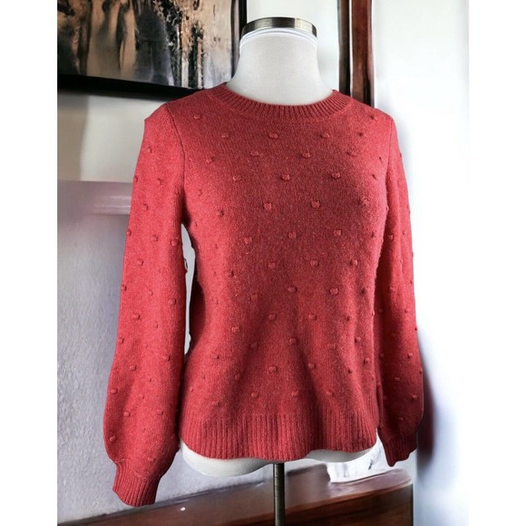 Rachel Zoe Sweaters - Rachel Zoe 100% 2-Ply Cashmere Ribbed Pom Pom Dot Textured Sweater Size Large